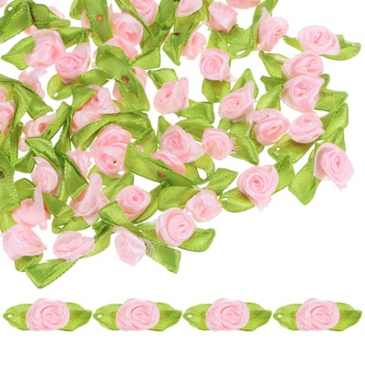 Unique Bargains Mini Ribbon Roses Fabric for Crafts Wedding 100 Pcs