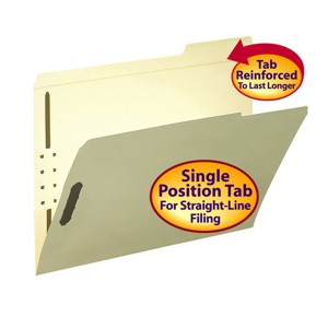 Smead Fastener File Folder, 2 Fasteners, Reinforced 1/3-Cut Tab Right Position, Letter Size, Manila, 50 each per Box  (14538) - 1 of 4