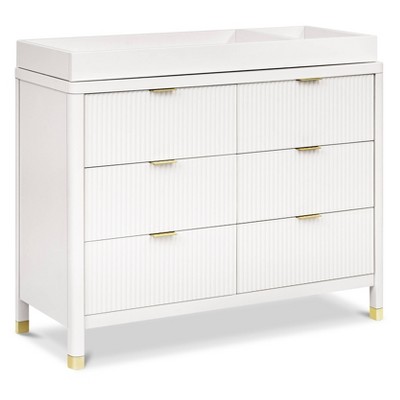 Warm White 6-Drawer Dresser with Gold Accents