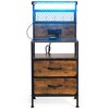 Sevobal Nightstands Iron Mesh Cloth Drawn Nightstand Double With Drawer, Open Compartment, Elegant And Simple Design, Brown, 15.75"*11.81"*35.31" - 4 of 4