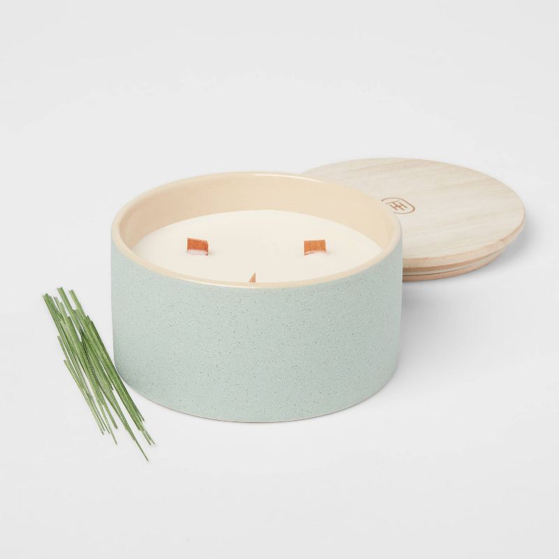 3-Wick Matte Textured 16oz Ceramic Candle with Wooden Wick Dune Grass - Threshold&#8482;, 4 of 5