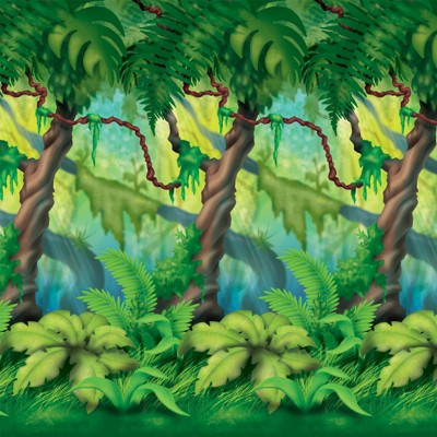 Birthday Express Jungle Birthday Trees Backdrop