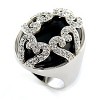 Slickblue Brass Rhodium Ring with Jet Onyx - Oval Semi-Precious Design, Stylish Women's Jewelry, Size 7-10 - 3 of 3