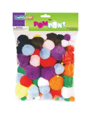 Essentials by Leisure Arts Pom Poms - White - 5mm - 100 Piece pom poms Arts  and Crafts - White Pompoms for Crafts - Craft pom poms - Puff Balls for