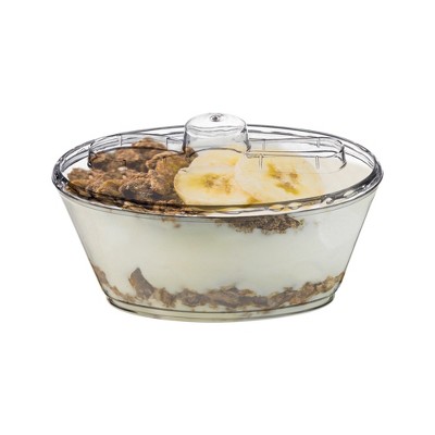 Clear Oval Plastic Mini Cup with Lid and Spoon Set