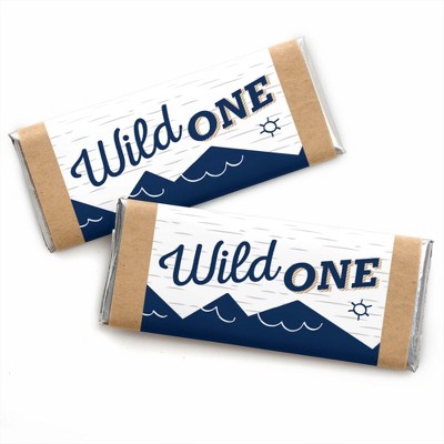 Big Dot of Happiness He's a Wild One - Candy Bar Wrapper 1st Birthday Party Favors - Set of 24