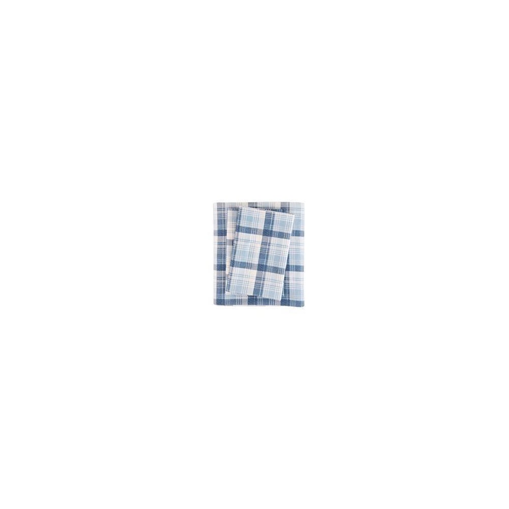 Photos - Bed Linen California King Patterned Flannel Sheet Set Blue Plaid: Woolrich, 100 Cott