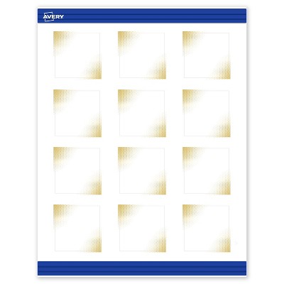Avery Square Business Cards, Gold Blush Pattern, 2" x 2", 120 Total