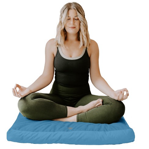 Florensi Zabuton Meditation Mat, Large 32 Square Floor Pillow Cushion, Blue
