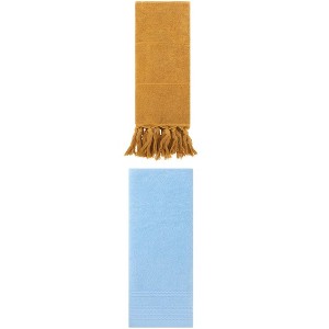 REGALWOVEN 2 Packs Striped and Tassels Hand Towels for Bathroom 14" x 30" - 1 of 4