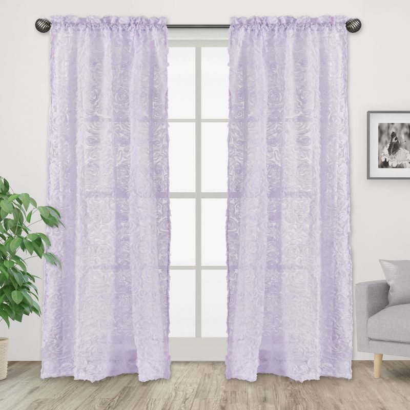 Sweet Jojo Designs Window Curtain Panels 84in. Rose Lavender, 2 of 6