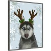 Amanti Art 23"x28" Husky and Antlers by Fab Funky Framed Canvas Wall Art Print - 2 of 4