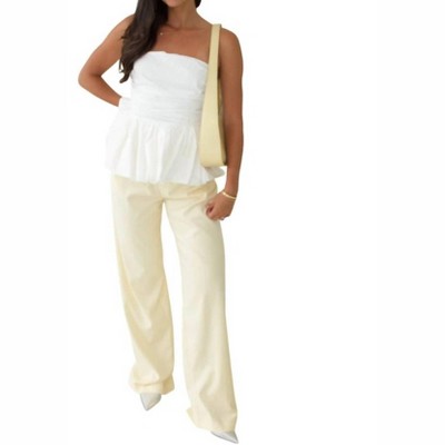 Women's Wide Leg Trouser - beige botany
