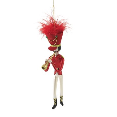 Italian Ornaments 8.0" Red Soldier With Trumpet Ornament Italian Brass  -  Tree Ornaments