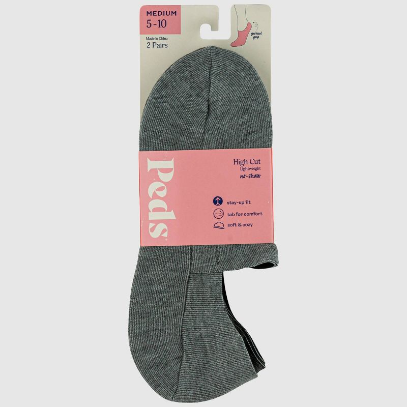 Peds Women&#39;s 2pk Cozy Slipper Liner Socks - Charcoal/Heather Gray 5-10, 3 of 6