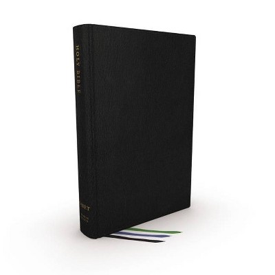 Net Bible, Thinline Large Print, Genuine Leather, Black, Thumb Indexed, Comfort Print - by  Thomas Nelson (Leather Bound)