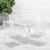 Emma and Oliver Commercial 28" Square Metal Folding Patio Table Set w/ 4 Square Back Chairs - 2 of 4