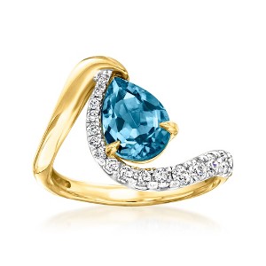 Ross-Simons 1.80 Carat London Blue Topaz Ring With .41 ct. t.w. Lab-Grown Diamonds in 18kt Gold Over Sterling - 1 of 4