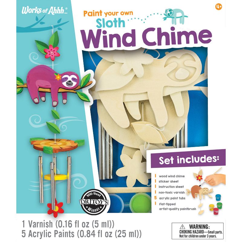 Works of Ahhh Craft Set - Sloth Wind Chime Classic Wood Paint Kit, 2 of 6