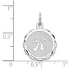 Black Bow Jewelry Sterling Silver, Sarah Collection 15mm Brocaded Disc Initial K Pendant - 4 of 4