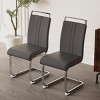 SEVOBAL Dining Chairs Set of 4 Modern PU Faux Leather High Back Chair with C-Shaped Metal Legs Comfortable Dining Seating, Gray, 22.44"*17.12"*38.58" - 2 of 4