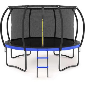 Vynxaria 12FT Outdoor Big Trampoline With Inner Safety Enclosure Net, Ladder, PVC Spring Cover Padding, For Kids, Black&Blue Color - 1 of 4
