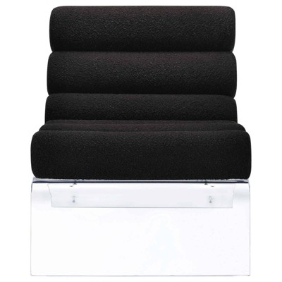 Black Bouclé Upholstered Accent Chair with Clear Acrylic Frame