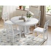 5 PCS Space-Saving Design Dining Set, 1 Round MDF Dining Table and 4 Chairs, Rubber Wood Frame Chairs with Polyester Cushion-Baofuwish - 3 of 4