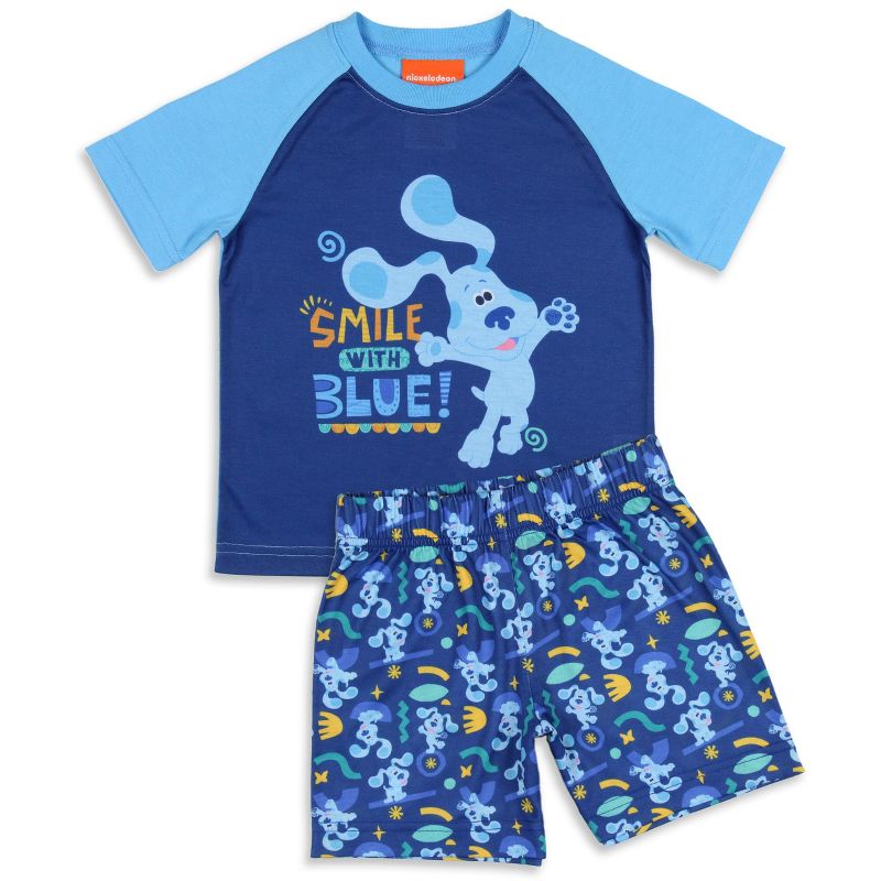 Nickelodeon Toddler Boy's Blue's Clues Smile Blue Sleep Pajama Set Short Blue, 1 of 5