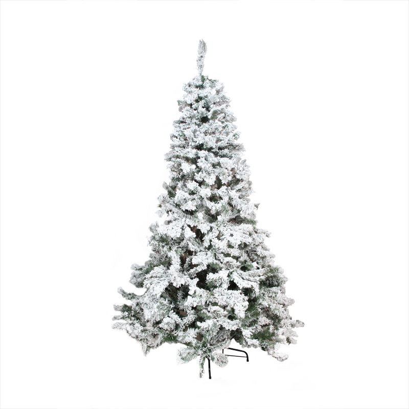 Northlight 7.5' Unlit Artificial Christmas Tree Heavily Flocked Pine Medium - Unlit, 1 of 4