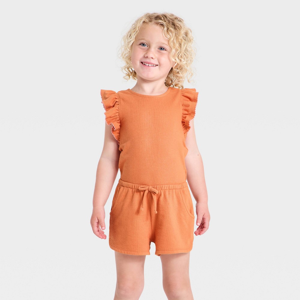 Toddler Girls' Terracotta Romper - Cat & Jack™ Orange 2T