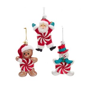 Kurt Adler Noble Gems Glass Ornaments for Christmas Tree, Santa, Snowman and Gingerbread, Assorted (Pack of 3) - 1 of 1