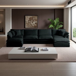 147" Chenille Modular U-Shaped Sectional Sofa with 2 Ottomans - 1 of 4