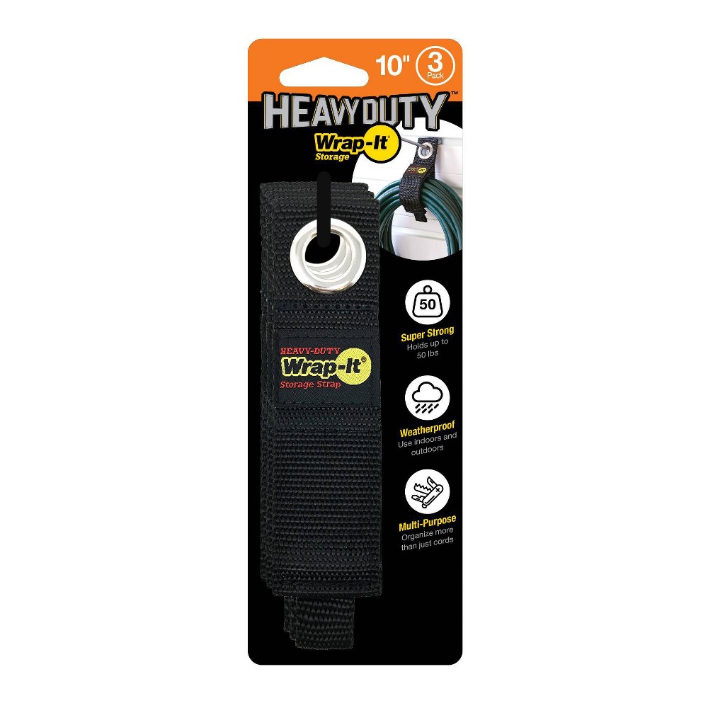 Wrap-It Heavy Duty Storage Straps 10" 3pk: Nylon Cargo Tie Downs, Hardware Fasteners, 2-Year Warranty