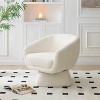 Airsurfer Modern Swivel Accent Chair,Solid Wood Frame,Cozy Boucle Upholstered Barrel Chair with 360° Base for Living Room or Bedroom, Cream White - 4 of 4