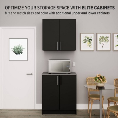 Elite Black Freestanding Office Storage Cabinet with Adjustable Shelving