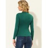 INSPIRE CHIC Women's Long Sleeve High Neck Ruched Front Fitted Blouse - 4 of 4