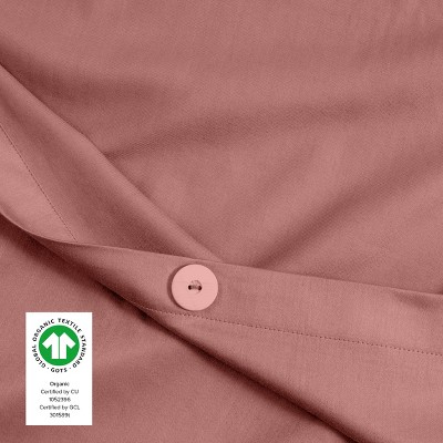 Dusty Rose Organic Cotton Full/Queen Sateen Duvet Cover Set