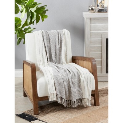 Kantha Stitch Soft Cotton Throw Blanket 50" x 60" - Grey