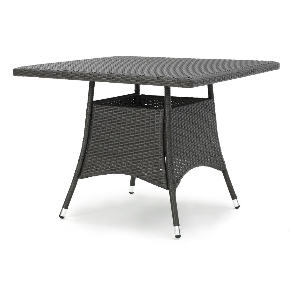 Corsica Square Wicker Dining Table - Gray - Christopher Knight Home