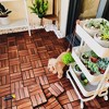 Racxily Acacia Wood Interlocking Deck Tiles Checker Pattern, 12" x 12" Square Brown Acacia Hardwood Outdoor Flooring for Patio, Bancony - 3 of 4