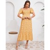 Maternity Square Neck Dress Flutter Sleeve Summer Smocked Midi Dress for Baby Shower Photoshoot - 2 of 4