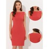 INSPIRE CHIC Women's Sleeveless Boat Neck Casual Office Sheath Dresses - 2 of 4
