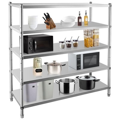 Stainless Steel Shelves,48x19x72 in Storage Shelf 5-Tier Heavy Duty Storage Rack