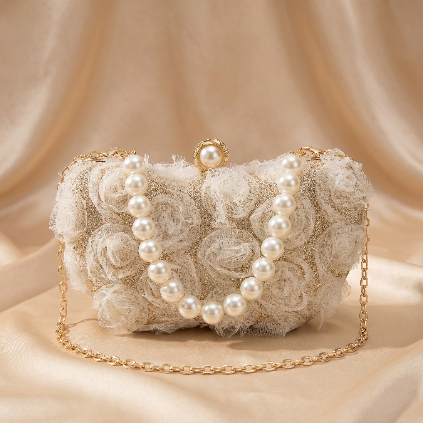 Женский клатч INSPIRE CHIC Lace Floral Evening Clutch Purse for Women Romantic Hard Shell Handbag with Removable Gold Chain Strap 8.3*2.0*4.9 inches Gold, цвет: С принтом — фото 4