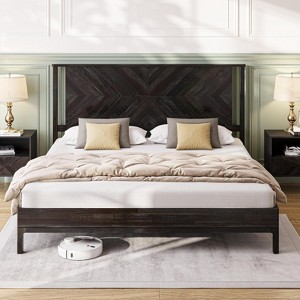 15 Inch Mid Century Modern Style King Size Bed Frame with Headboard - 1 of 1