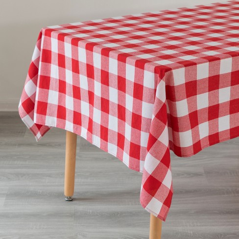 Deerlux Red and White Waterproof Plaid Checkered Gingham Outdoor Picnic  Tablecloth, 55