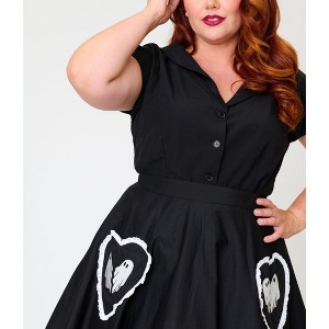 Unique Vintage Women's Plus Size Sally Swing Skirt Black Ghost