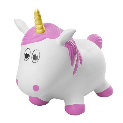 Inflatable Bouncy HorseBouncing White Unicorn Ride on Toy for Kids baby music 