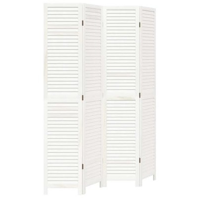 vidaXL Room Divider 4 Panels White Solid Paulownia Wood